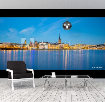 Bild på Night view of Stockholm city skyline in Sweden